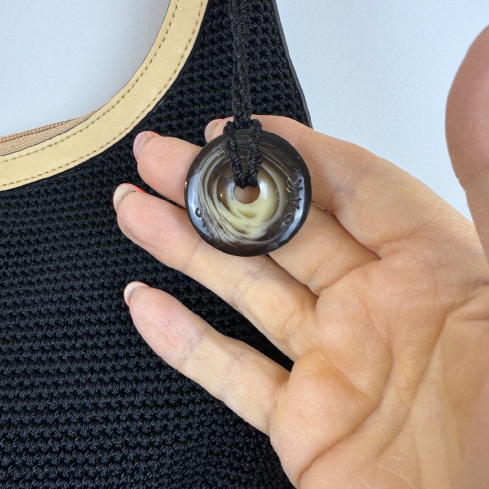 THE SAK Black Crochet Woven Nylon Hobo Shoulder Bag Boho - Picture 5 of 15